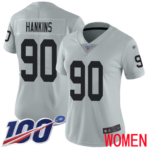 Oakland Raiders Limited Silver Women Johnathan Hankins Jersey NFL Football #90 100th Season Jersey->women nfl jersey->Women Jersey